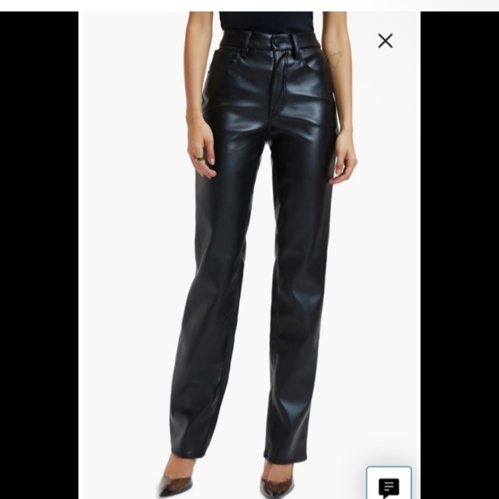 Good American Black Faux Leather High-Rise Pants
